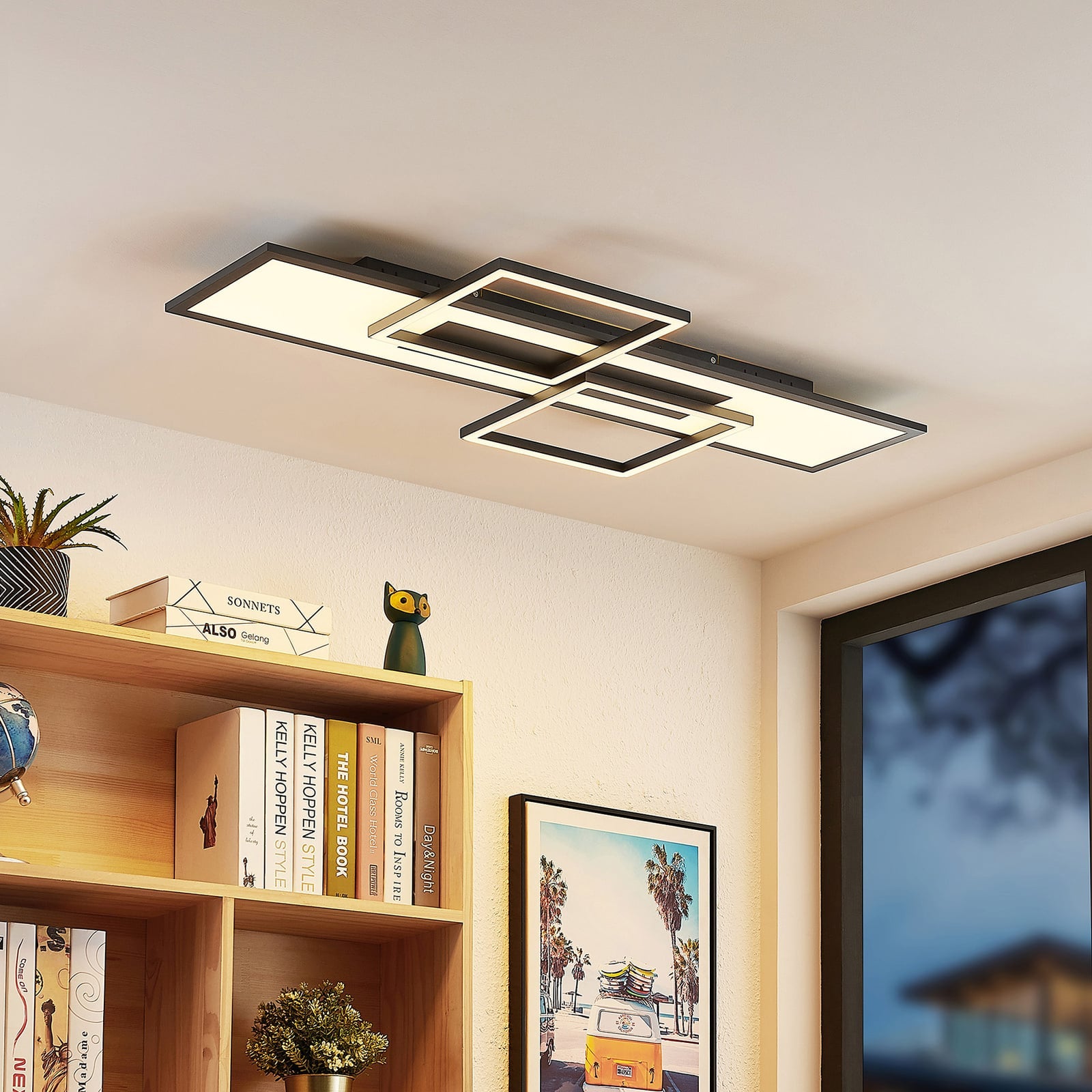 Lucande Narumi LED-Deckenlampe CCT 110cm schwarz dimmbar 2100lm 45W - 4251911730524