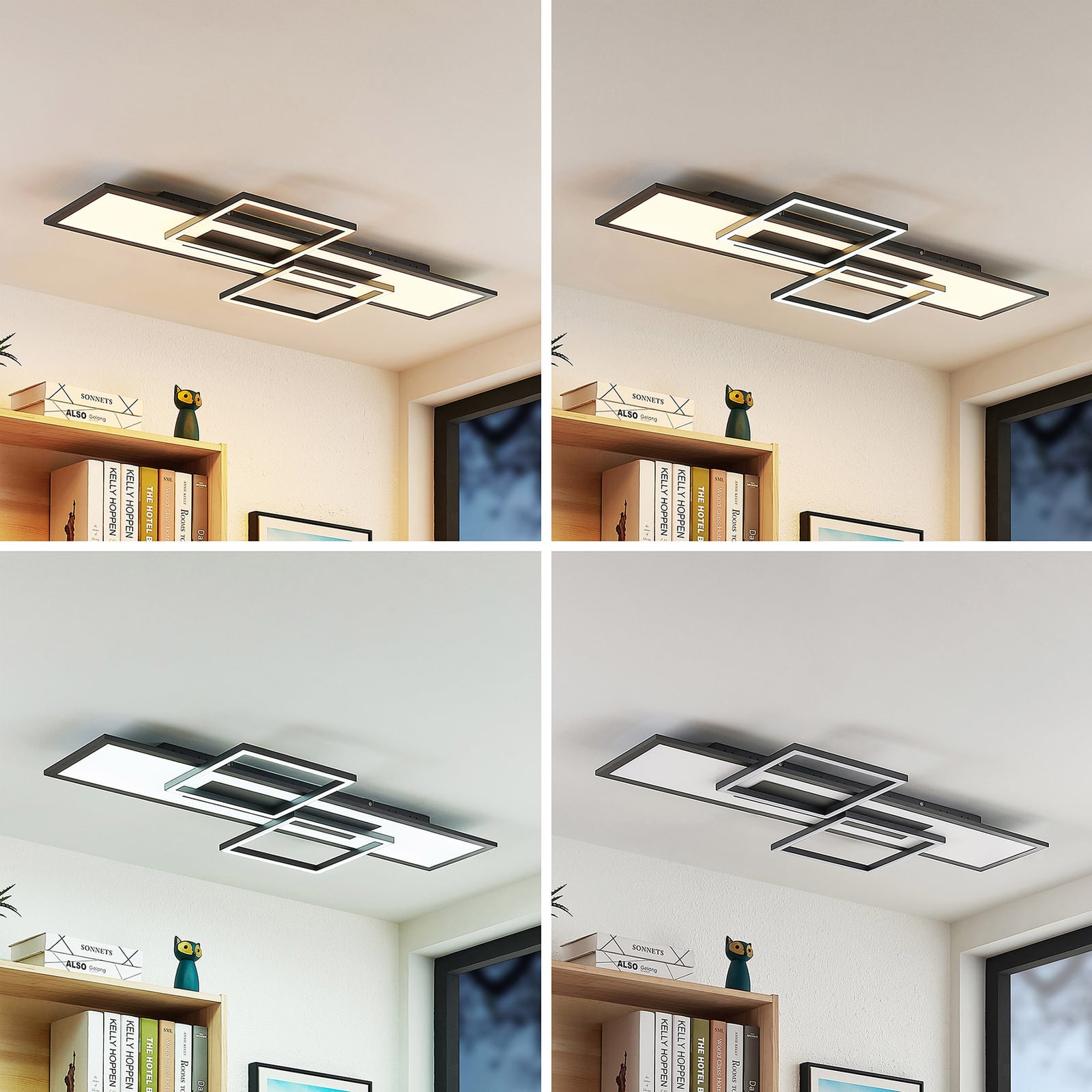 Lucande Narumi LED-Deckenlampe CCT 110cm schwarz dimmbar 2100lm 45W - 4251911730524
