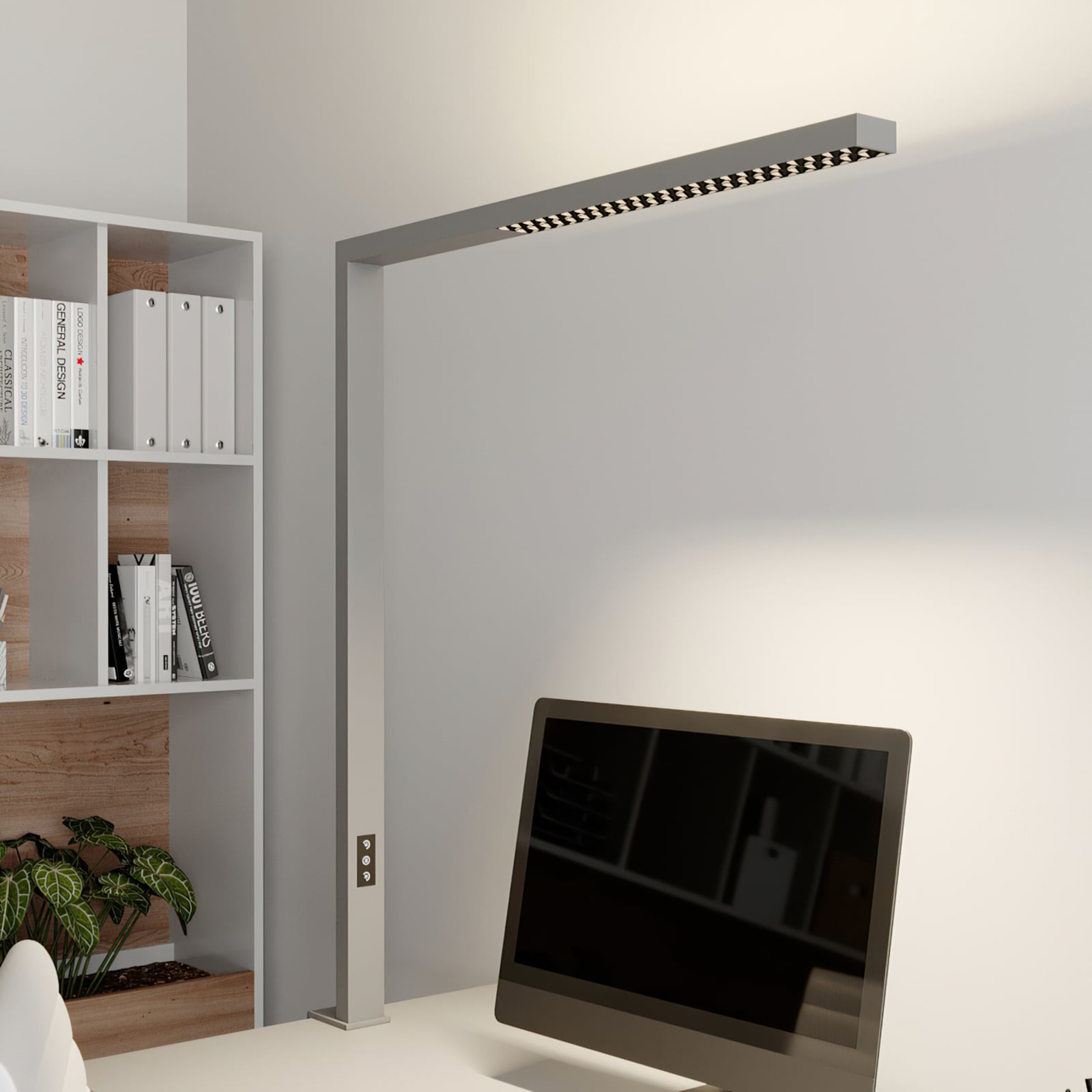 Arcchio LED Büro-Klemmlampe Jolinda dimmbar silber Touchdimmer 105,6x131,4cm - 4251096565553
