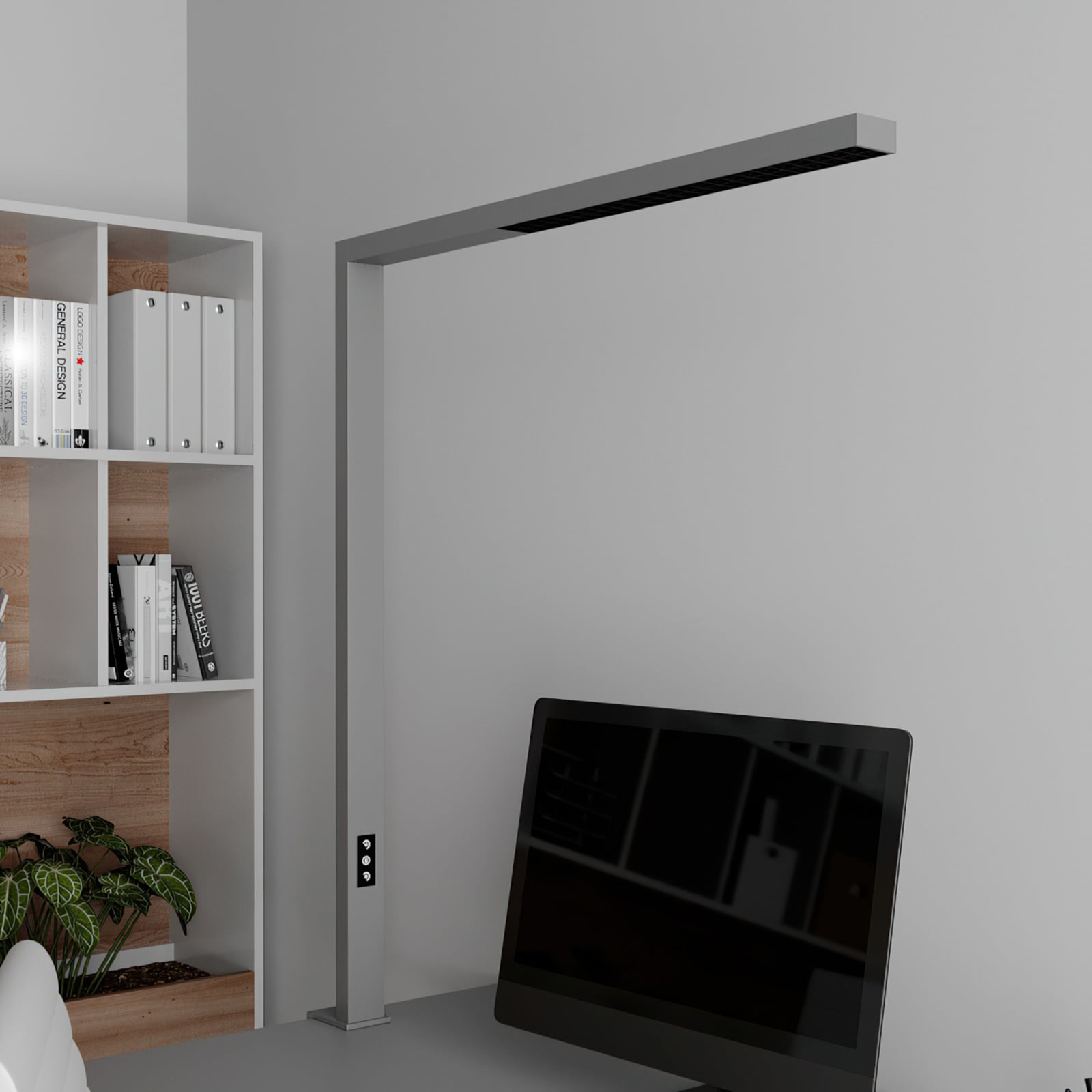 Arcchio LED Büro-Klemmlampe Jolinda dimmbar silber Touchdimmer 105,6x131,4cm - 4251096565553