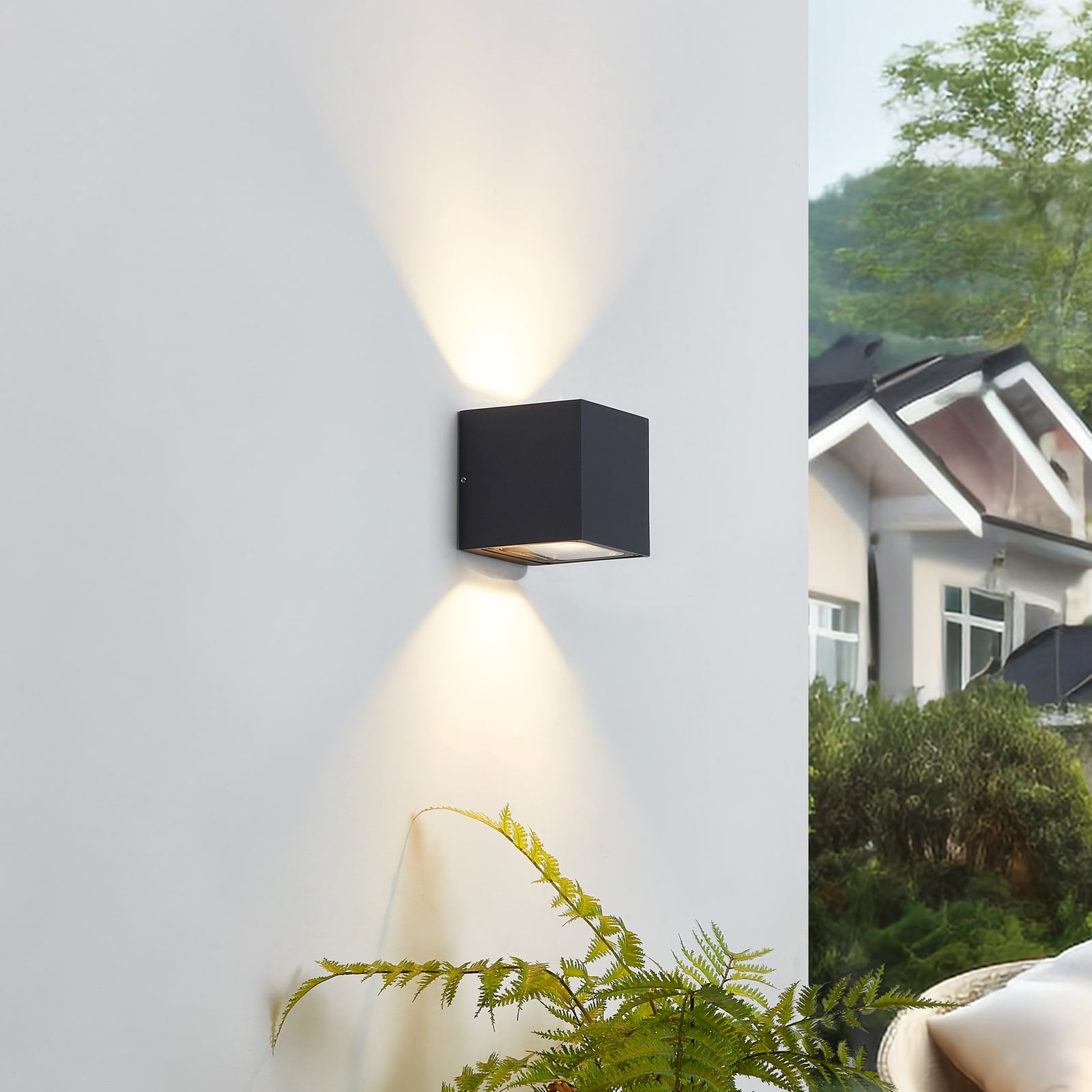 Lucande Außenwandleuchte Merjem LED Gartenlampe Wandleuchte dunkelgrau IP54 - 4251096537987