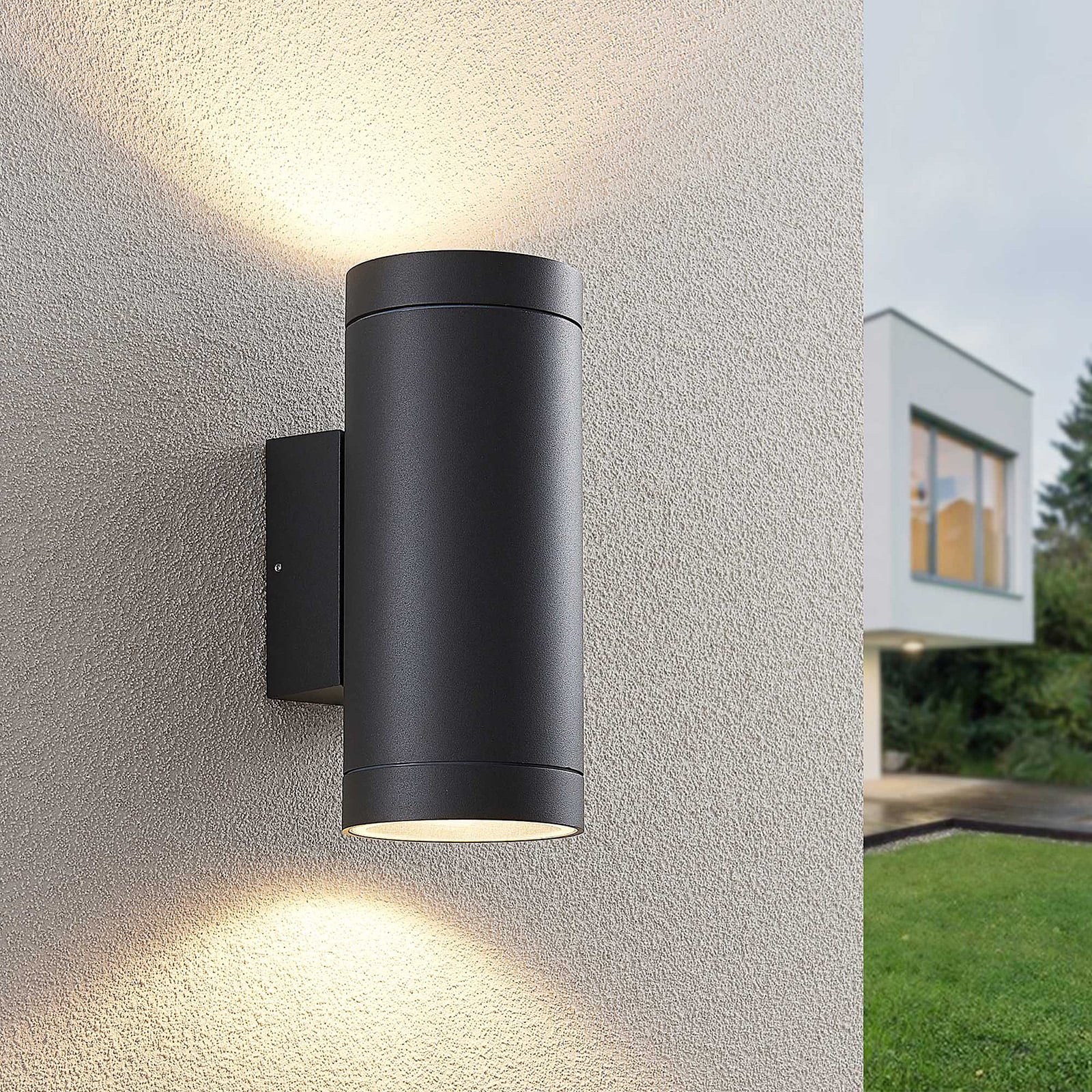 Lucande Außenwandleuchte Thomke 2-flammig LED Gartenlampe anthrazit IP65 25,2cm - 4251096569322