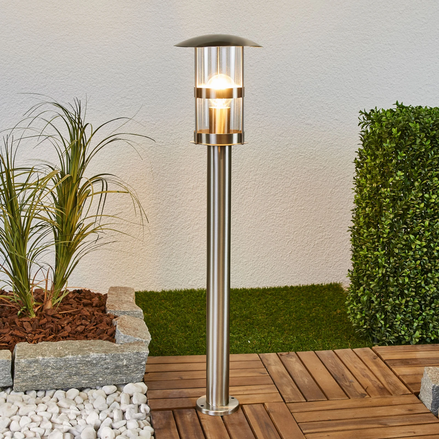 Lindby Wegelampe Außenleuchte Außenbeleuchtung Noemi Grau Edelstahl 80 Cm Ip44 B-Ware - 9977045
