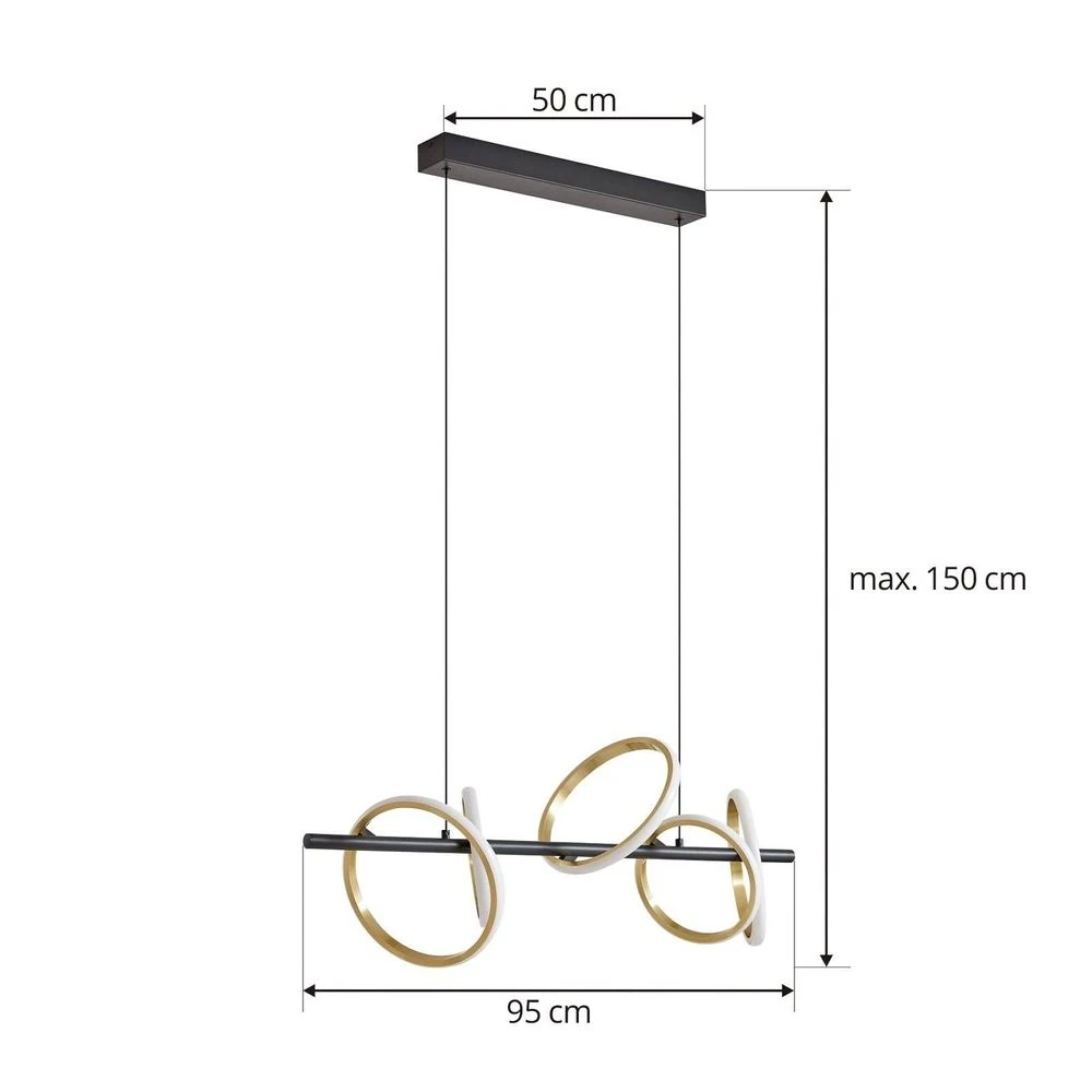 Lucande Led Hängeleuchte Madu Hängelampe Leuchte Led Schwarz Metall 92,5 Cm Lang B-Ware - 4251911778847