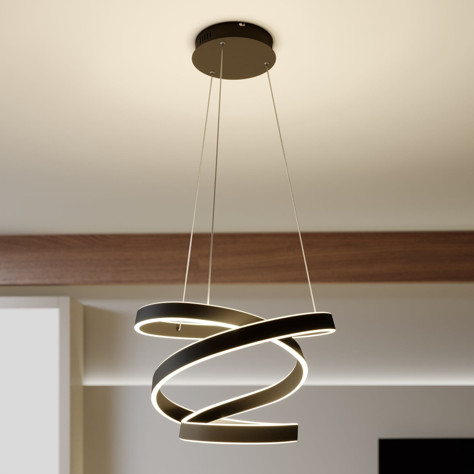 Lindby Hängeleuchte Olada LED Pendelleuchte Lampe schwarz Ø51cm 61W 4800Lumen - 4251096575705