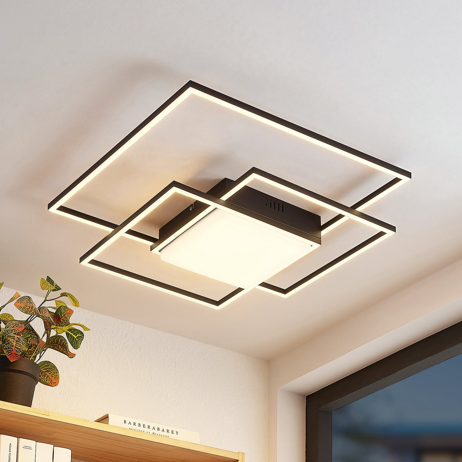 Lindby Deckenleuchte Nelinka LED Lampe Leuchte schwarz Aluminium 60x58,5cm - 4251911725469