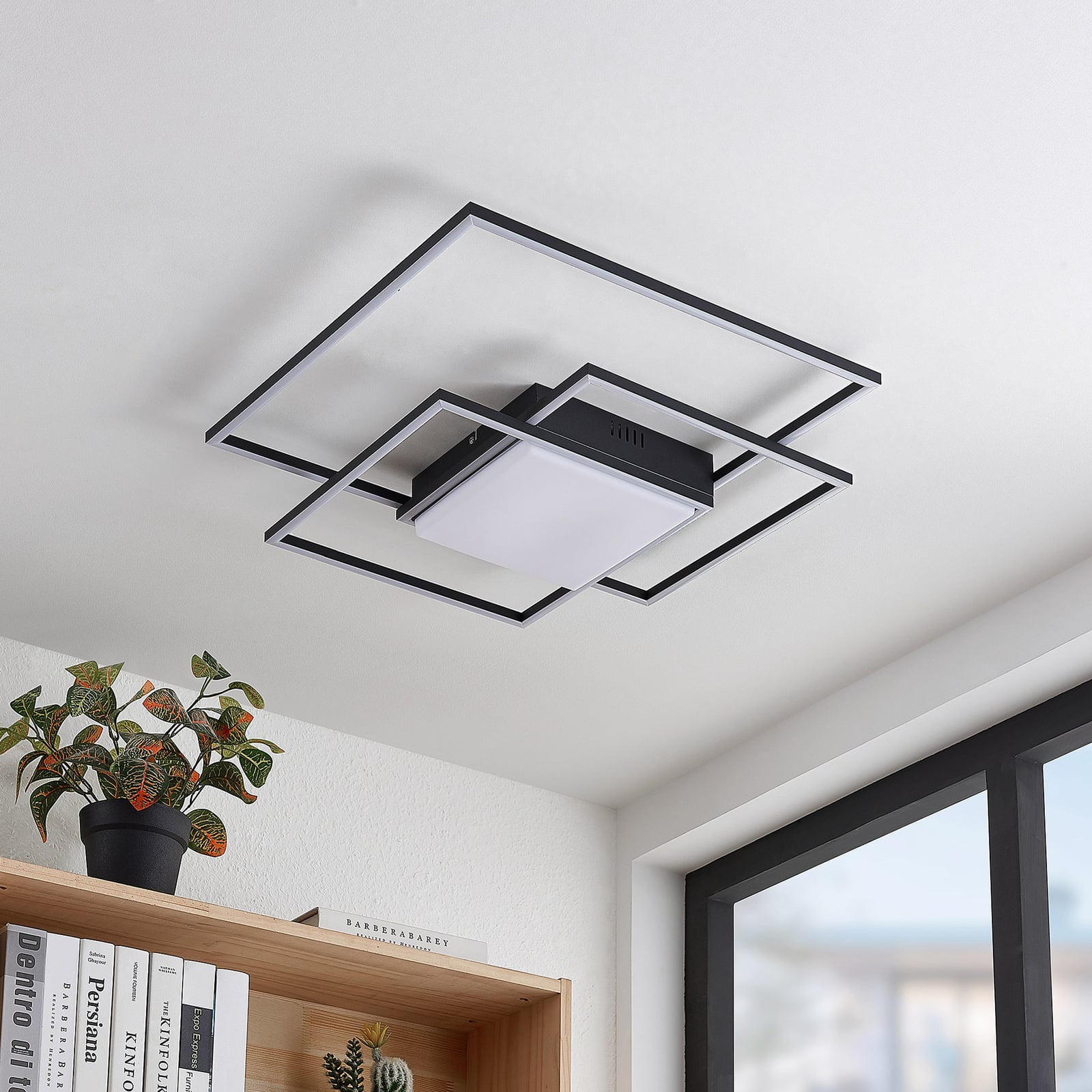 Lindby Deckenleuchte Nelinka LED Lampe Leuchte schwarz Aluminium 60x58,5cm - 4251911725469