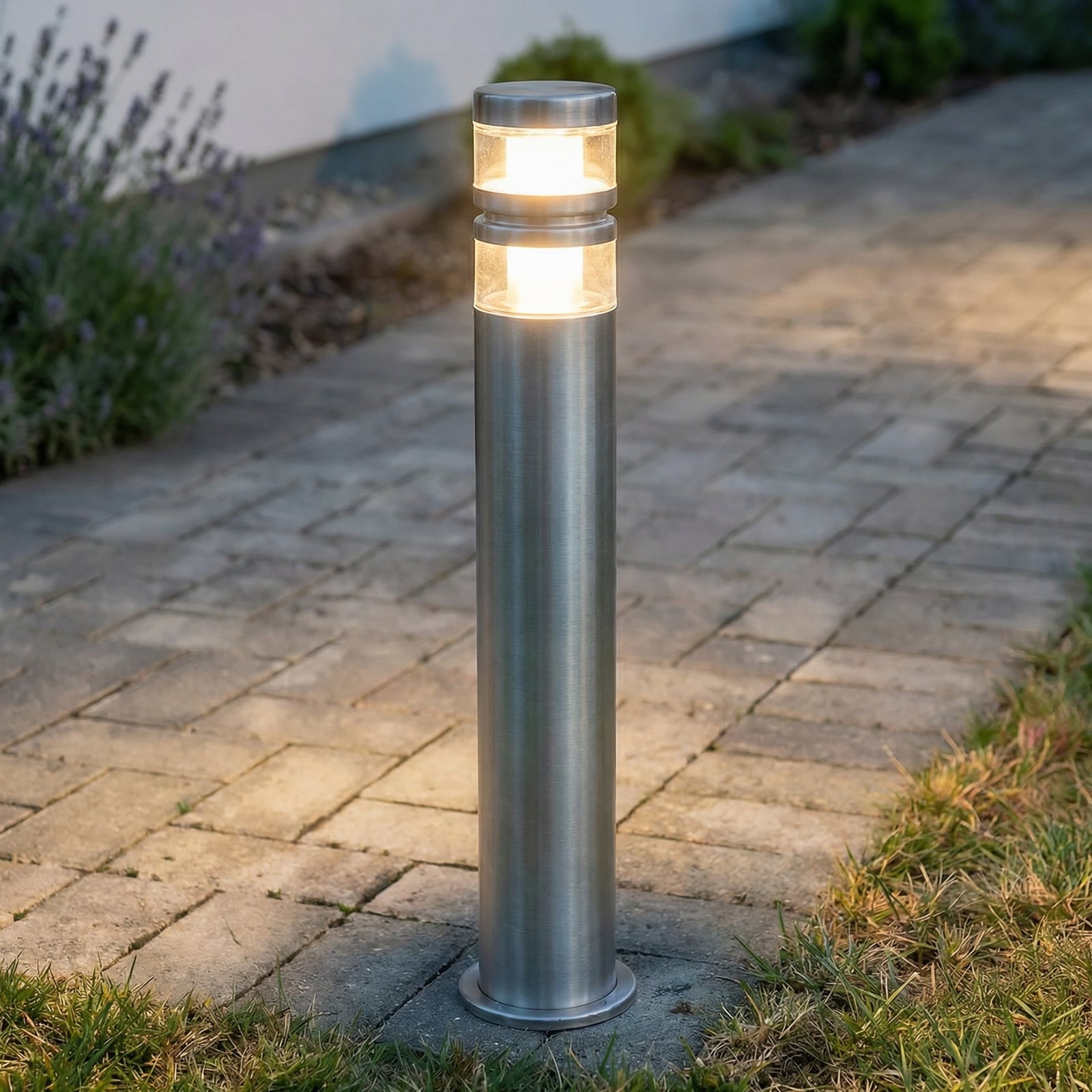 Lindby Wegeleuchte Gartenleuchte Lanea LED Pollerleuchte Edelstahl grau IP44 - 6291106551082