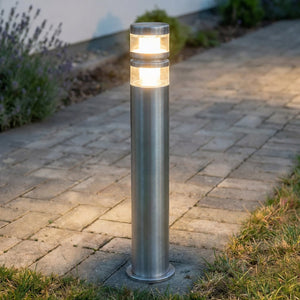 B-Ware Lindby Wegeleuchte Gartenleuchte Lanea LED Pollerleuchte Edelstahl grau IP44
