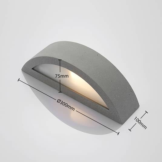 Lindby Elvira LED-Wandleuchte Flurleuchte Lampe Leuchte E14 halbrund Beton