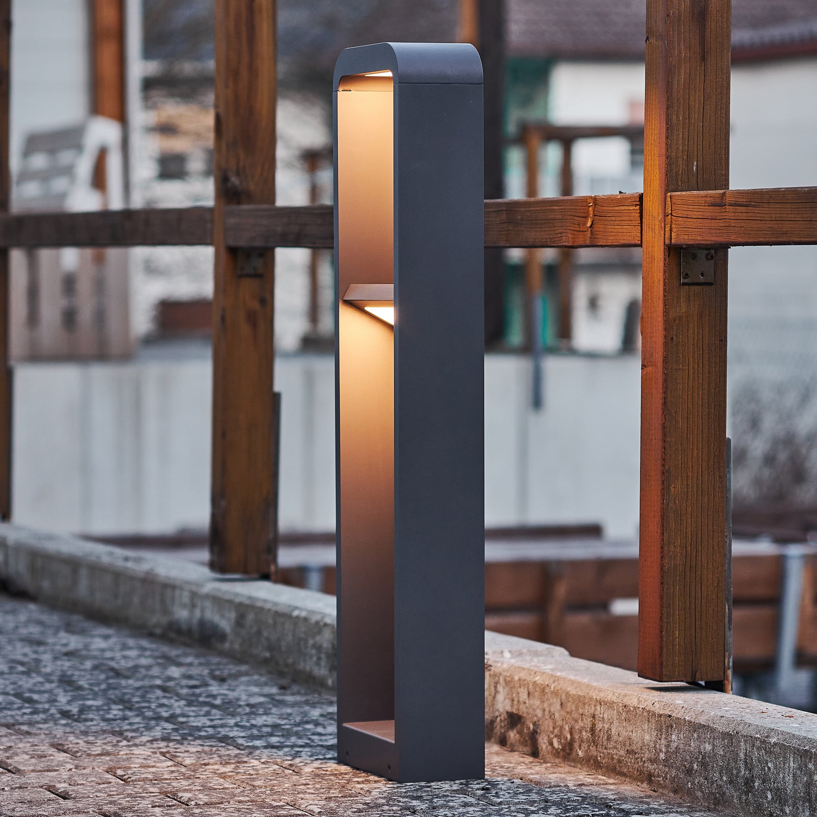Lindby Wegeleuchte Gartenlampe LED Darko Aluminium dunkelgrau IP54 Außenbeleucht - 4251911752014