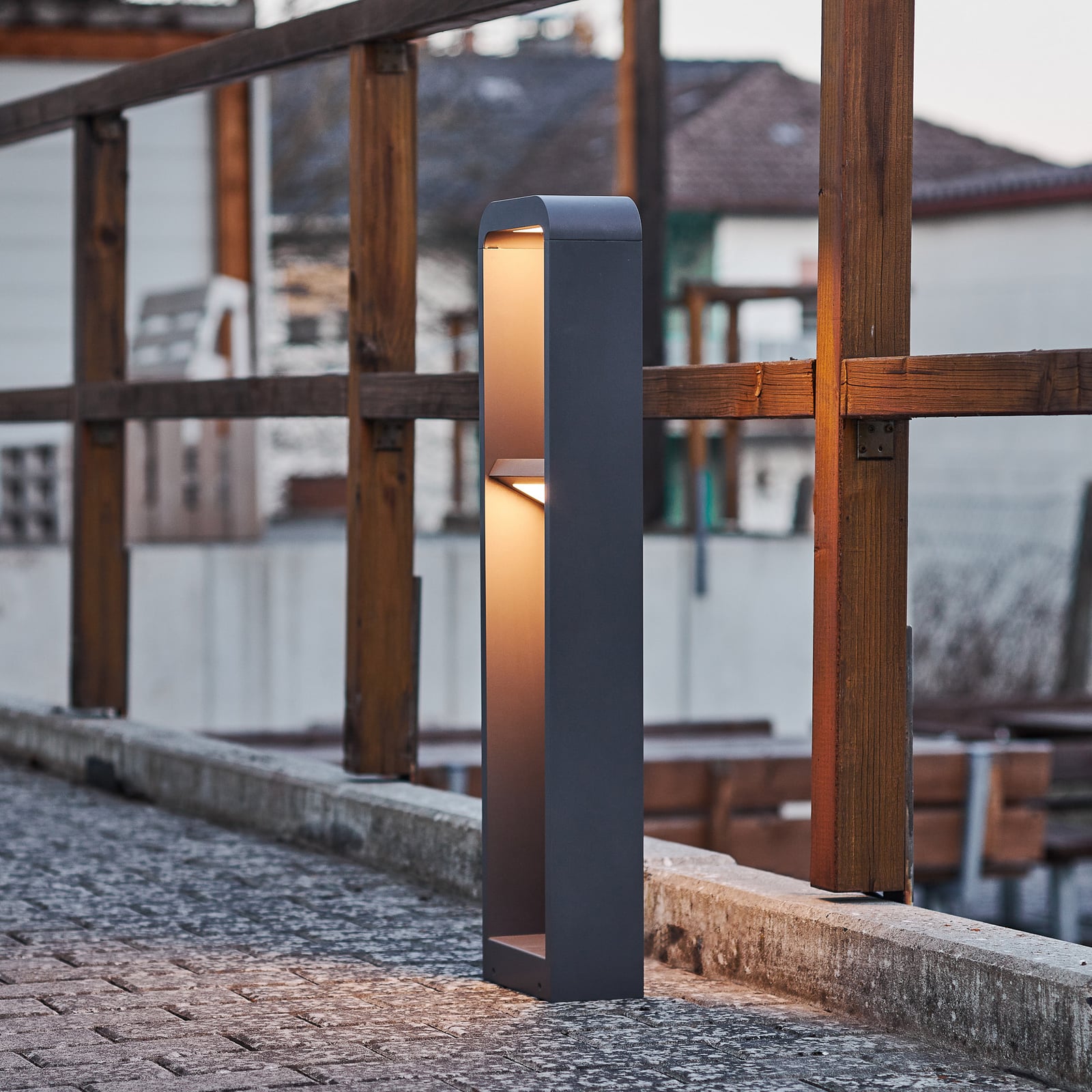 Lindby Wegeleuchte Gartenlampe LED Darko Aluminium dunkelgrau IP54 Außenbeleucht - 4251911752014