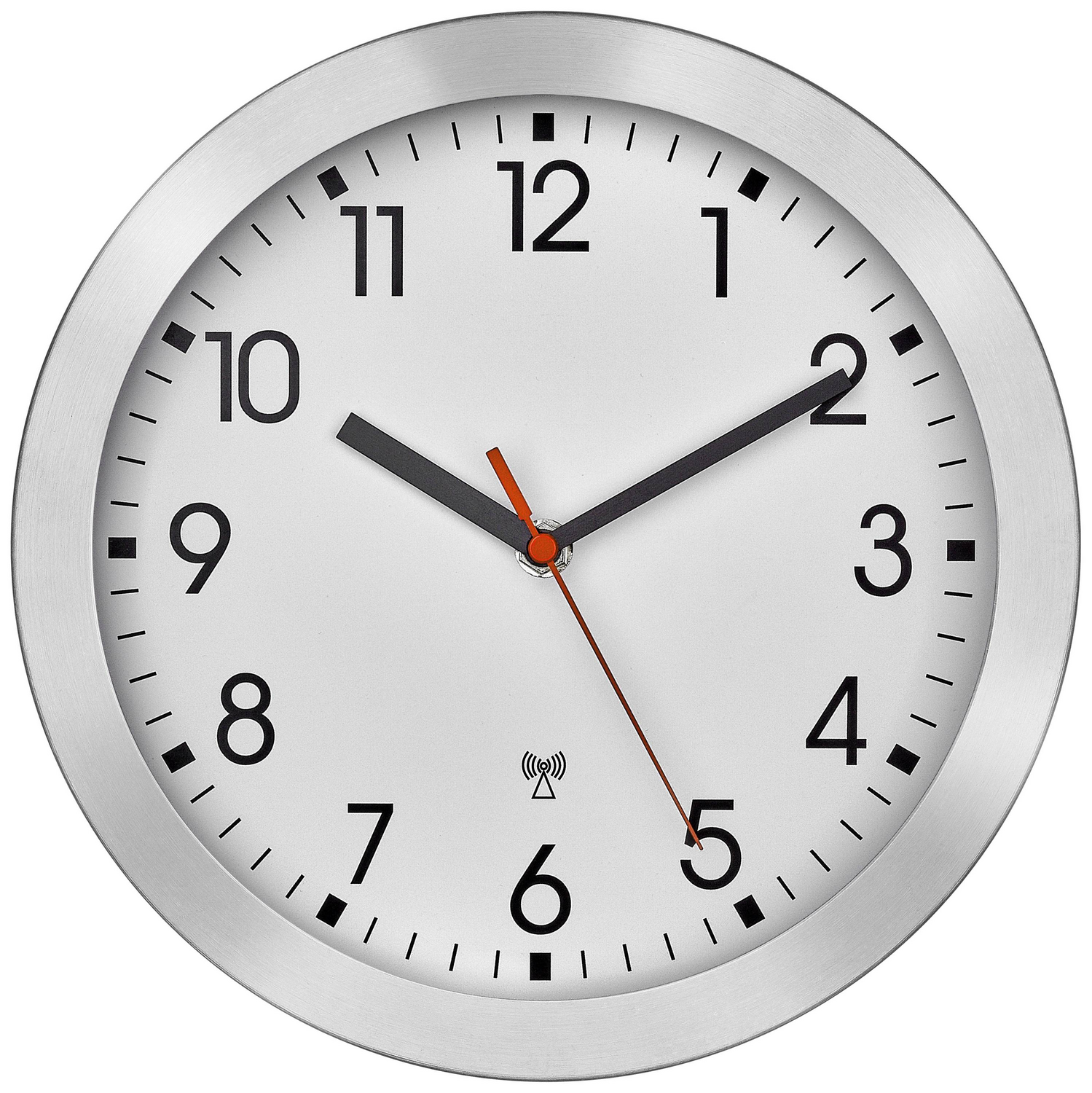 Tfa Dostmann Funk Wanduhr Funkuhr Uhr Dekouhr 25 Cm X 4 Cm Aluminium Gebürstet   B-Ware