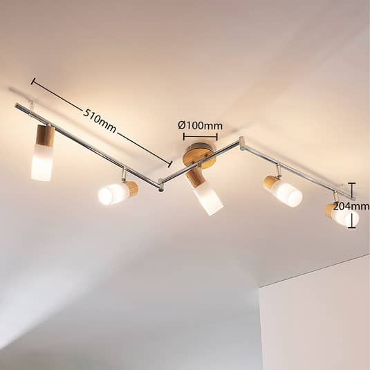 B-Ware Lindby Led Holzstrahler Christoph Deckenlampe Deckenleuchte Leuchte 5 Flammig