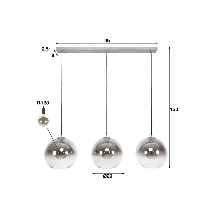 Hängeleuchte Allessandra Pendelleuchte Deckenlampe Glasschirm Dreiflammig E27813 B-Ware