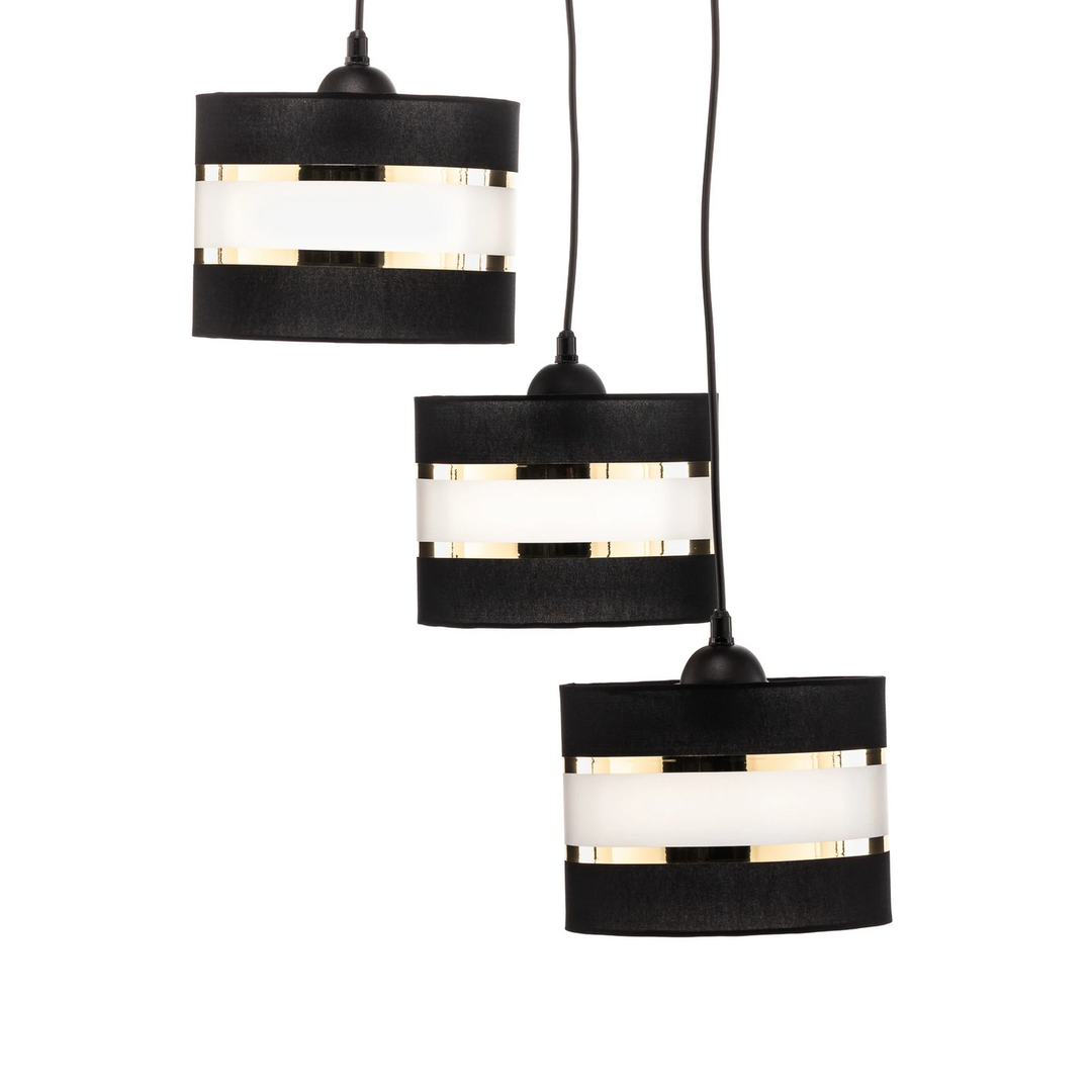 Pendelleuchte Helen Hängeleuchte Hängelampe Lampe Rund Schwarz Gold Dreiflammig B-Ware - 5902349228846