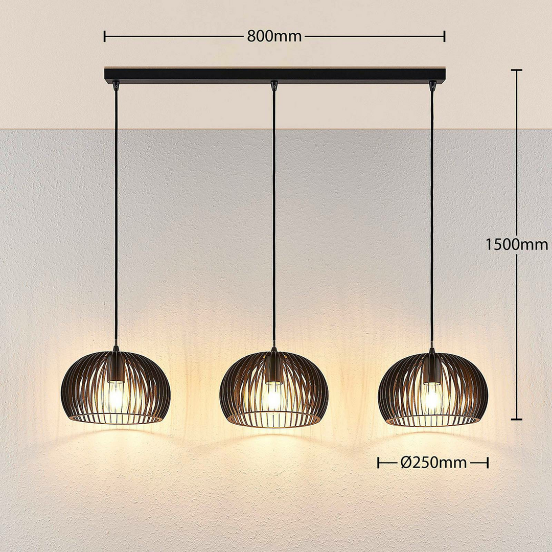 Lindby Pendelleuchte Jusra Hängeleuchte Lampe Leuchte 3-flg. E27 Metall schw801