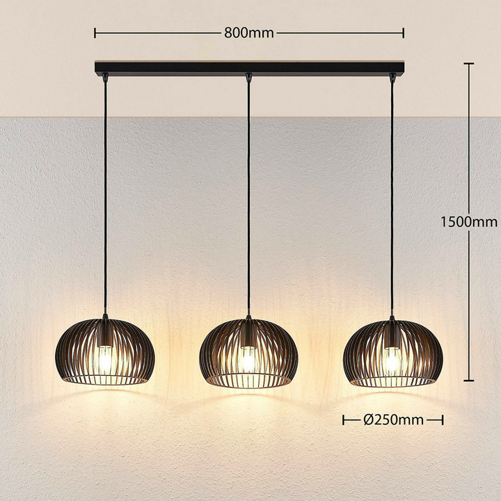 Lindby Pendelleuchte Jusra Hängeleuchte Lampe Leuchte 3-flg. E27 Metall schw801