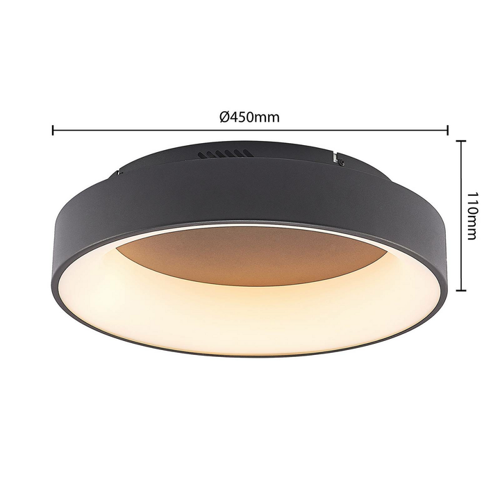Lindby Zian LED-Deckenlampe Wohnzimmerleuchte Lampe dimmbar schwarz warmweiß