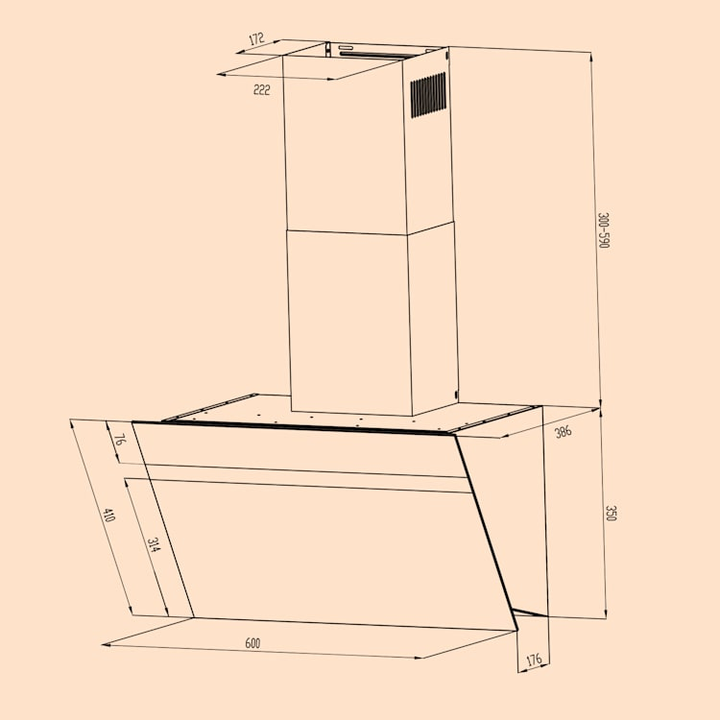 Klarstein Ava 60 Dunstabzugshaube 60cm Abluftventilator mit LED Beleuchtung