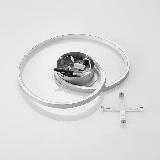Plafonnier LED Lucande Enesa, rond, argenté, 21 W