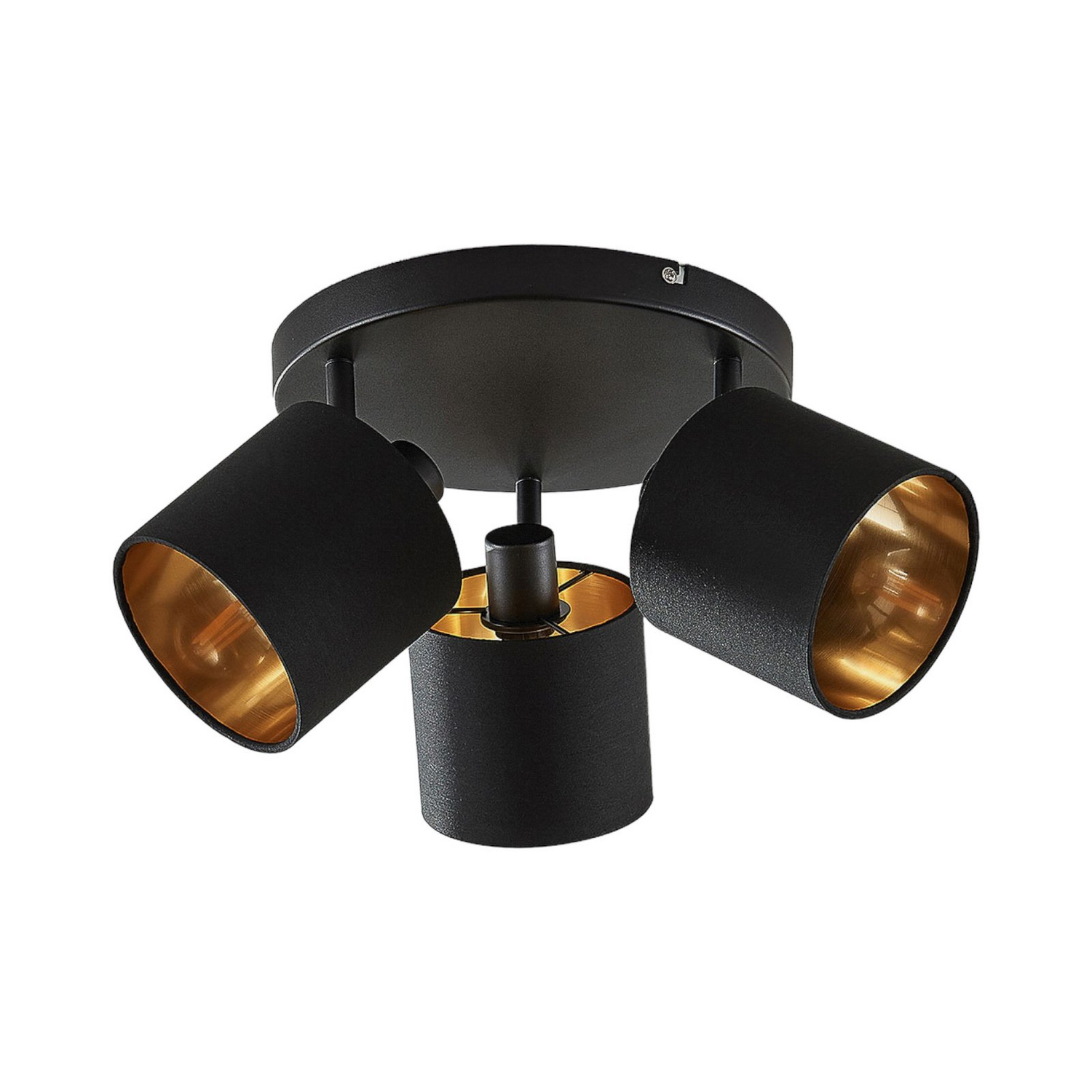 B-Ware Lindby Stoff Deckenlampe Vasilia In Schwarz Gold 3 Flg Deckenlampe Deckenlicht