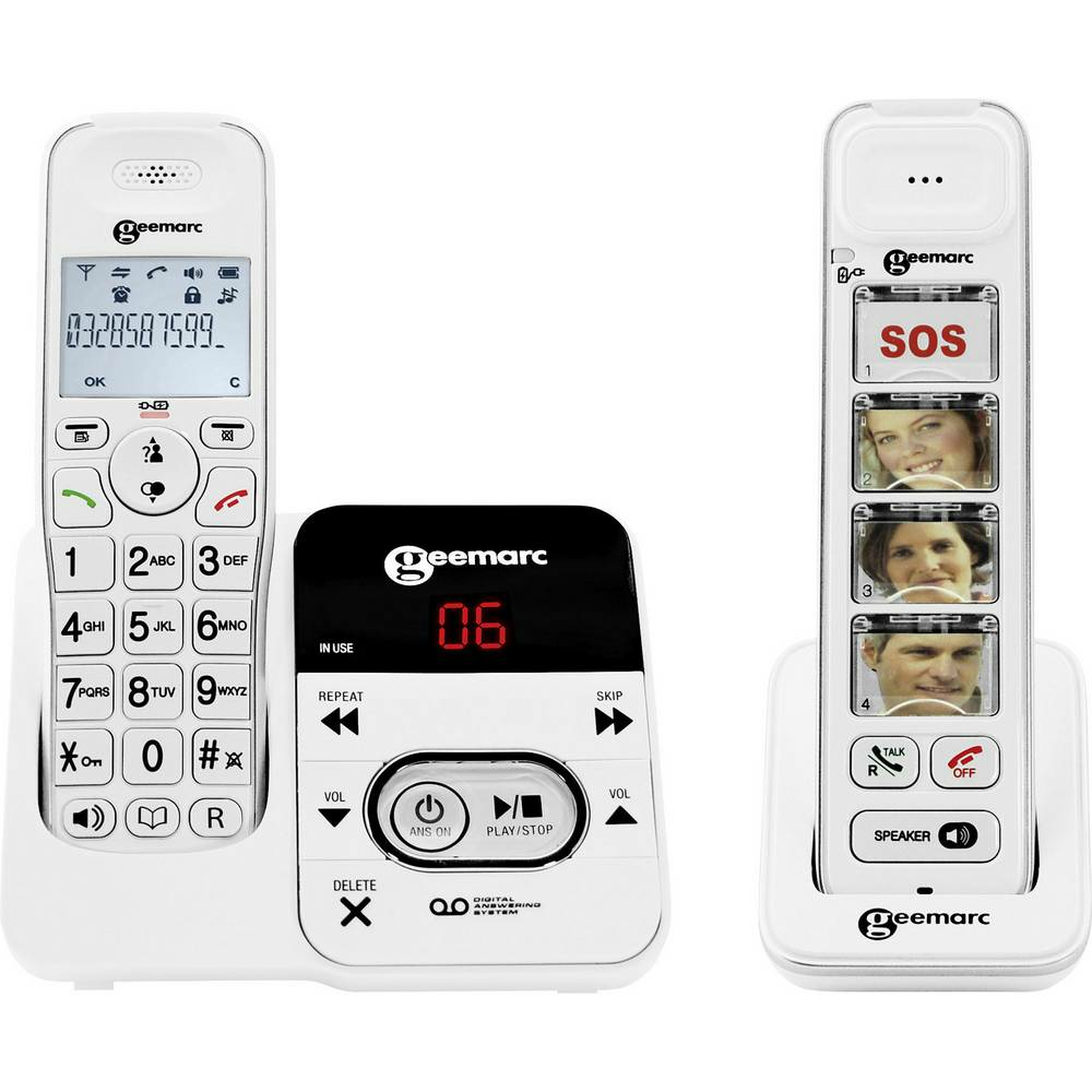 B-Ware Geemarc Pack Mobility 295 Schnurloses Seniorentelefon Anrufbeantworter Set Weiß