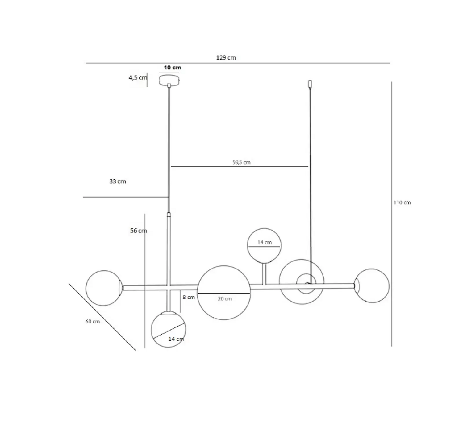 B-Ware Hängeleuchte Joel Hängelampe Deckenlampe Deckenlicht Led Messing/Weiß 6 Flammig