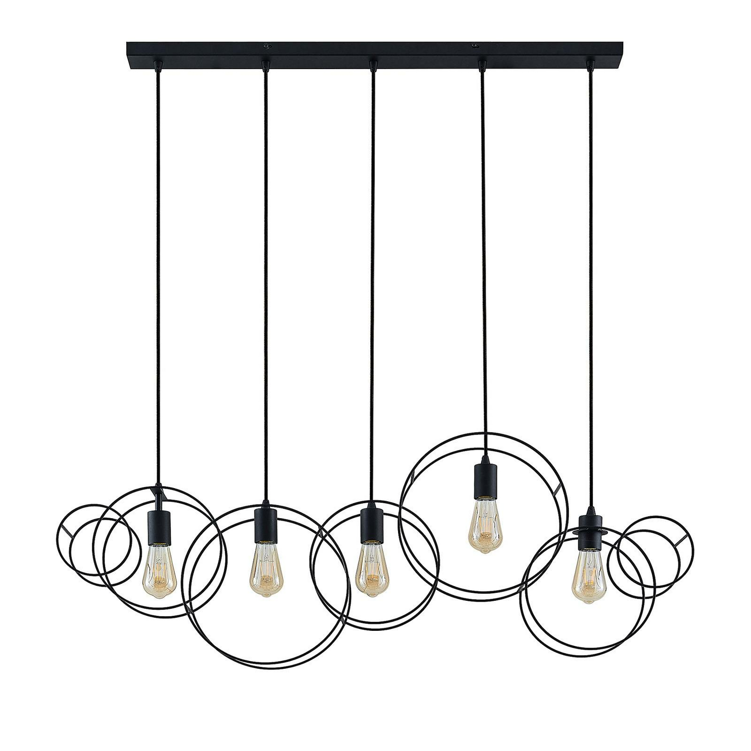 Lucande Andrik Hängeleuchte Hängeleuchte Lampe Leuchte 5 Flmg. E27 Kreise Schwar B-Ware - 4251911702217