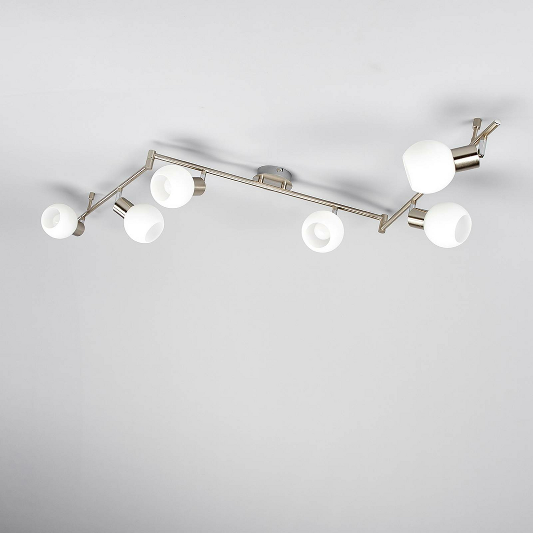 Lindby LED-Deckenlampe Elaina Deckenlampe Lampe Leuchte 6-flg. E14 nickel matt