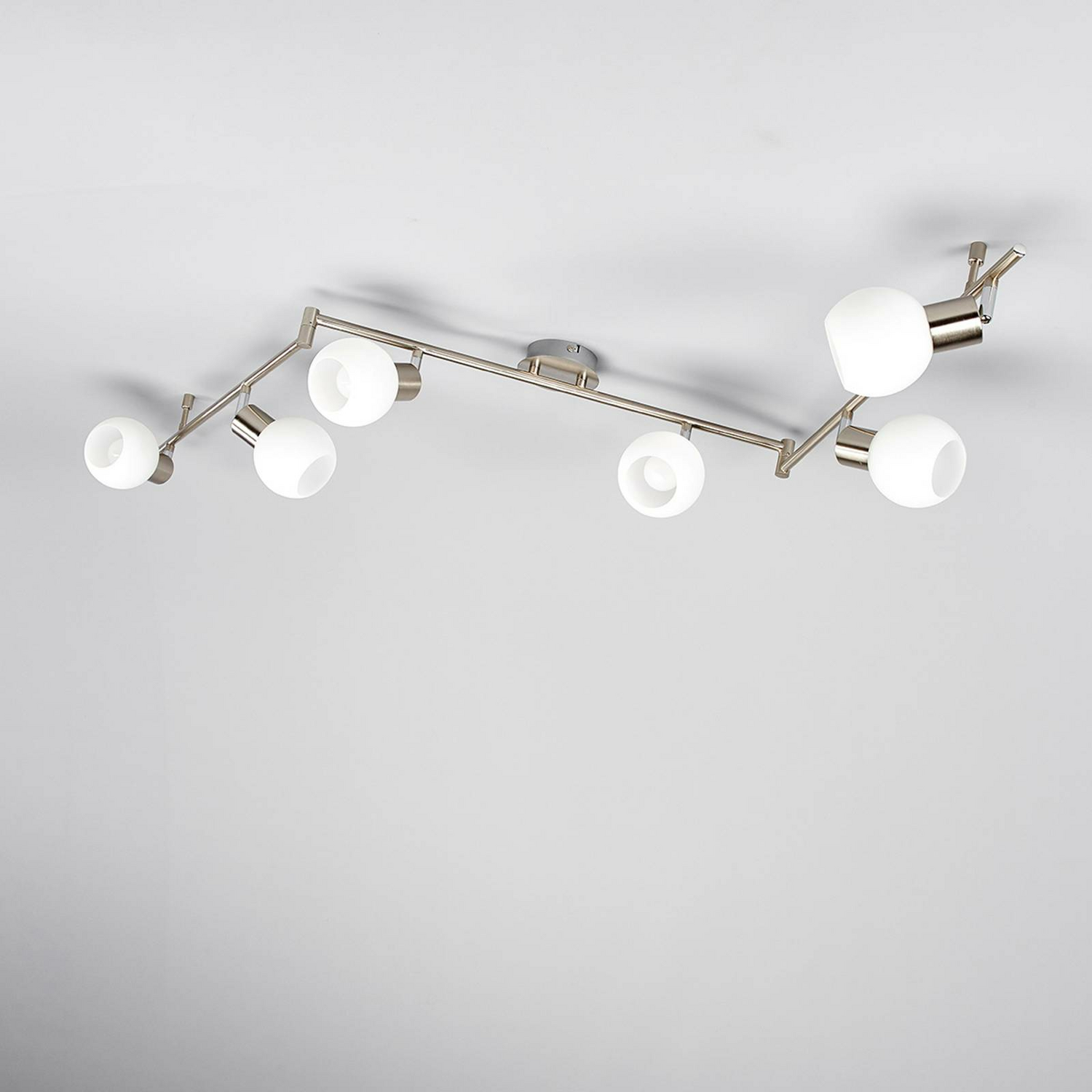 Plafonnier LED Lindby Elaina, 6 ampoules, culot E14, nickel mat