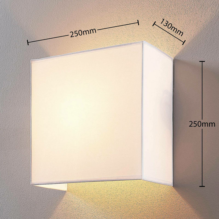 Lindby Stoff-Wandlampe Lampe Leuchte Wandleuchte Adea 25 cm quadratisch weiß