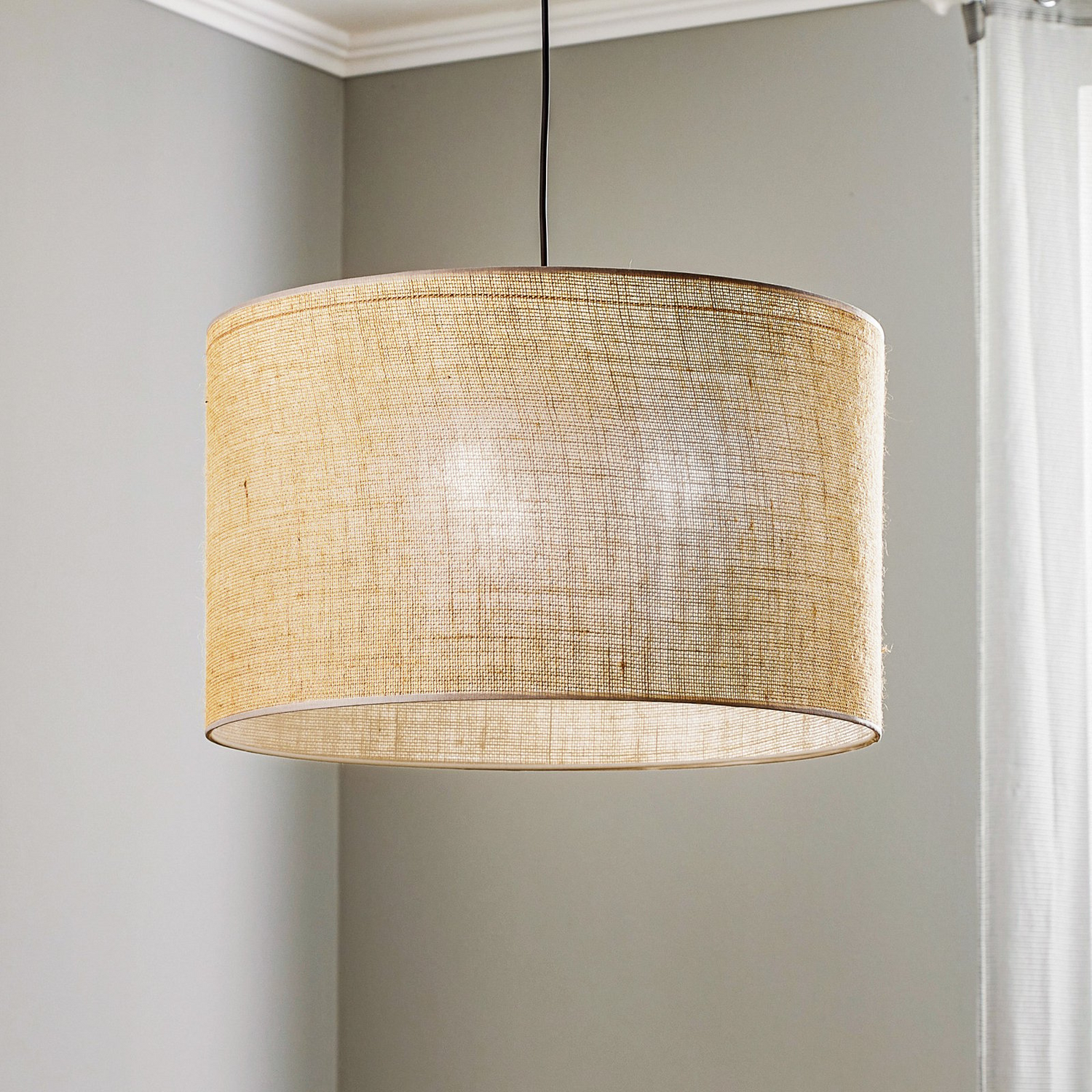Suspension Juta, lampe suspendue en jute à une ampoule Ø 50 cm