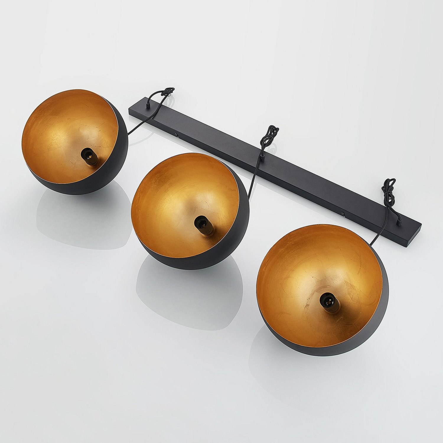 B-Ware Lindby Tarjei Pendelleuchte Hängeleuchte Deckenlampe Leuchte 120cm Schwarz Gold