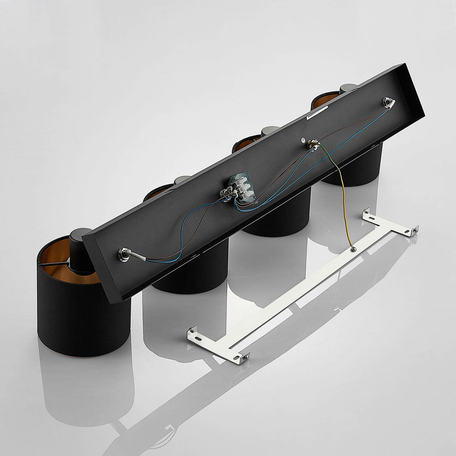 Plafonnier Lindby en tissu Vasilia, 4 lumières E14, noir et or, référence 181 (B-Stock)