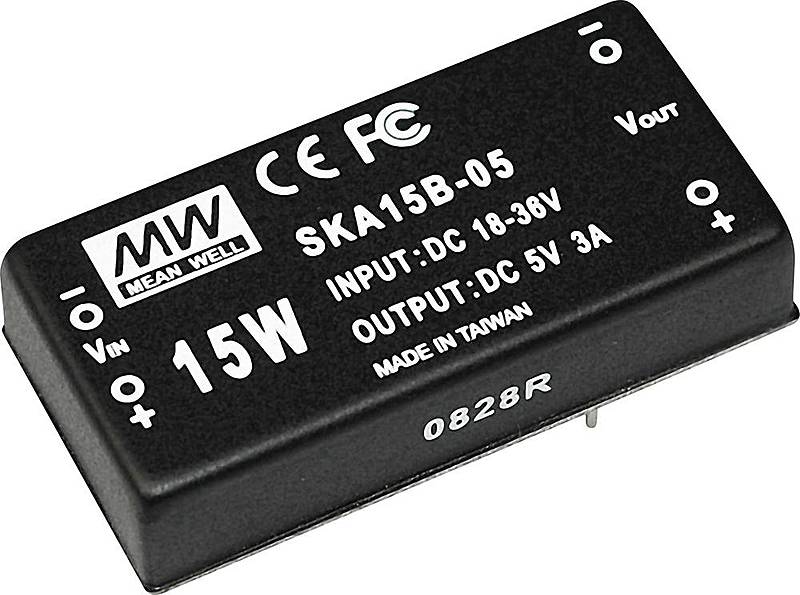 Mean Well SKA15A-05 DC/DC-Wandler 3000 mA 9-18 V/DC Netzteil-Baustein Netzteil