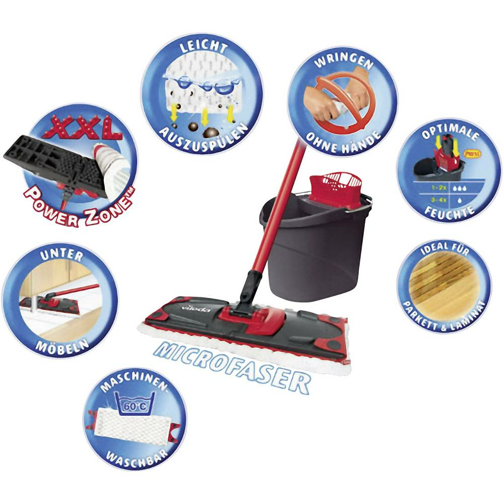 B-Ware Vileda Ultra Mat Komplett Bodenwischerset Haushaltsreinigung Eimer Wischer Mop946