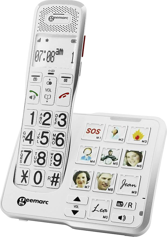 Téléphone sans fil Geemarc Amplidect 595 Photo pour seniors avec répondeur, blanc, produit de seconde main