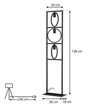 Lindby Mateja Stehleuchte Stehlampe Standleuchte Leuchte E27 schwarz dreiflammig