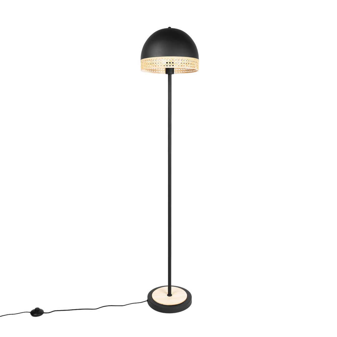 Lindby Lonnaris Stehleuchte mit Rattan schwarz Stehlampe Lampe Leuchte Spot