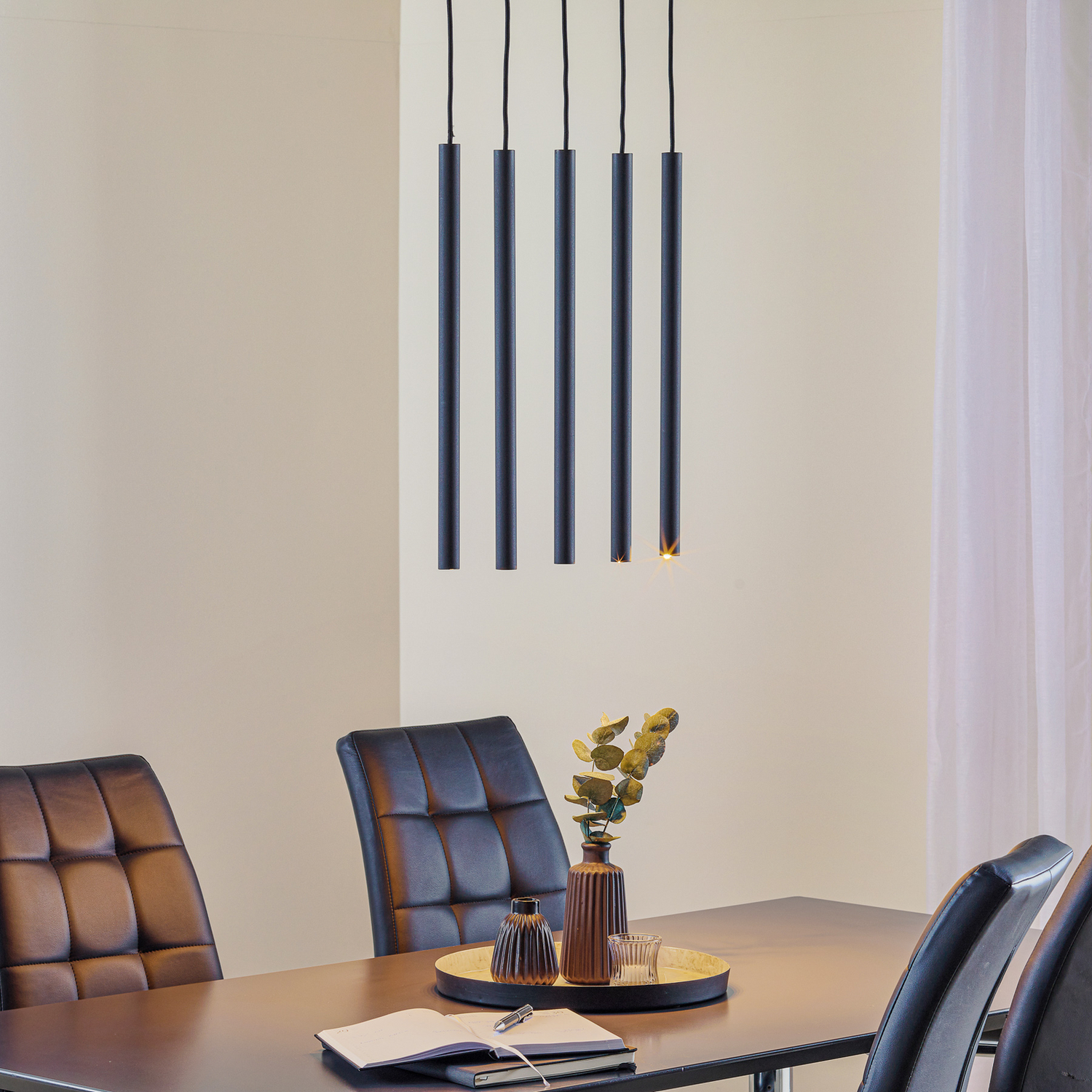 Euluna Hängeleuchte Thin Hängelampe Deckenlampe Lampe Schwarz Fünfflammig Lin941 B-Ware - 5903282730496