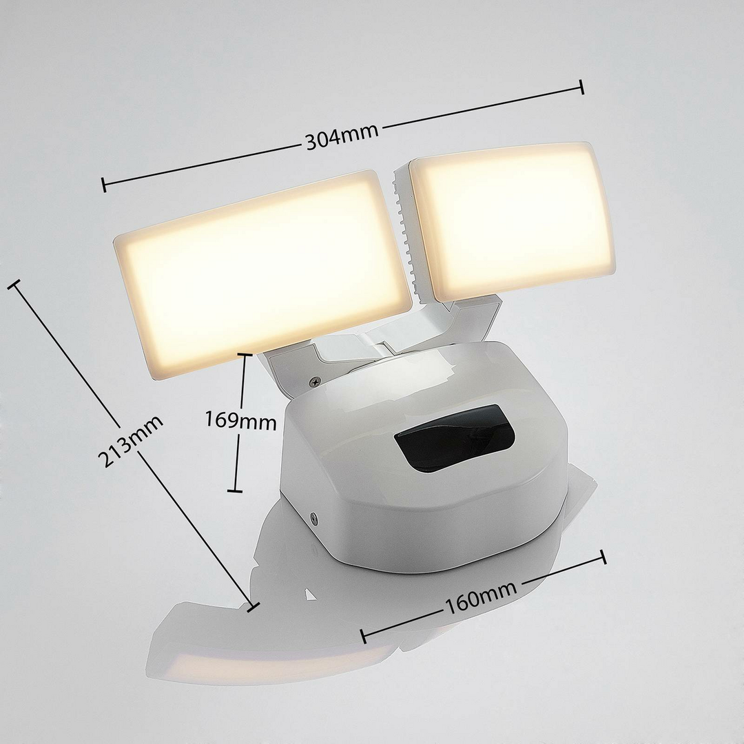 Lindby LED-AußenWandleuchte Nikias Wandleuchte Außenlampe Sensor 2-flammig weiß