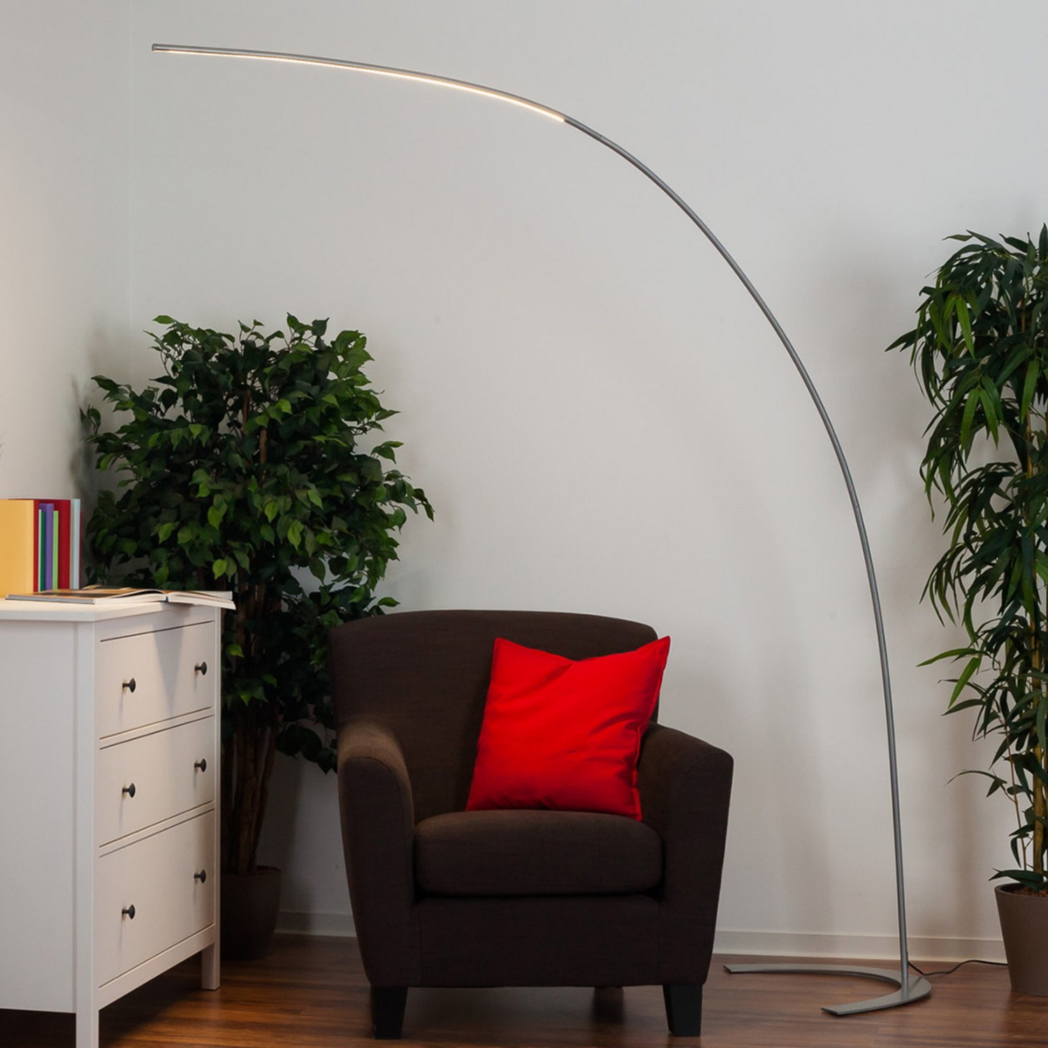 Lindby Silberne Led Stehlampe Danua Stehleuchte Standlampe Leuchte Bogenform 361 B-Ware - 4251096506419