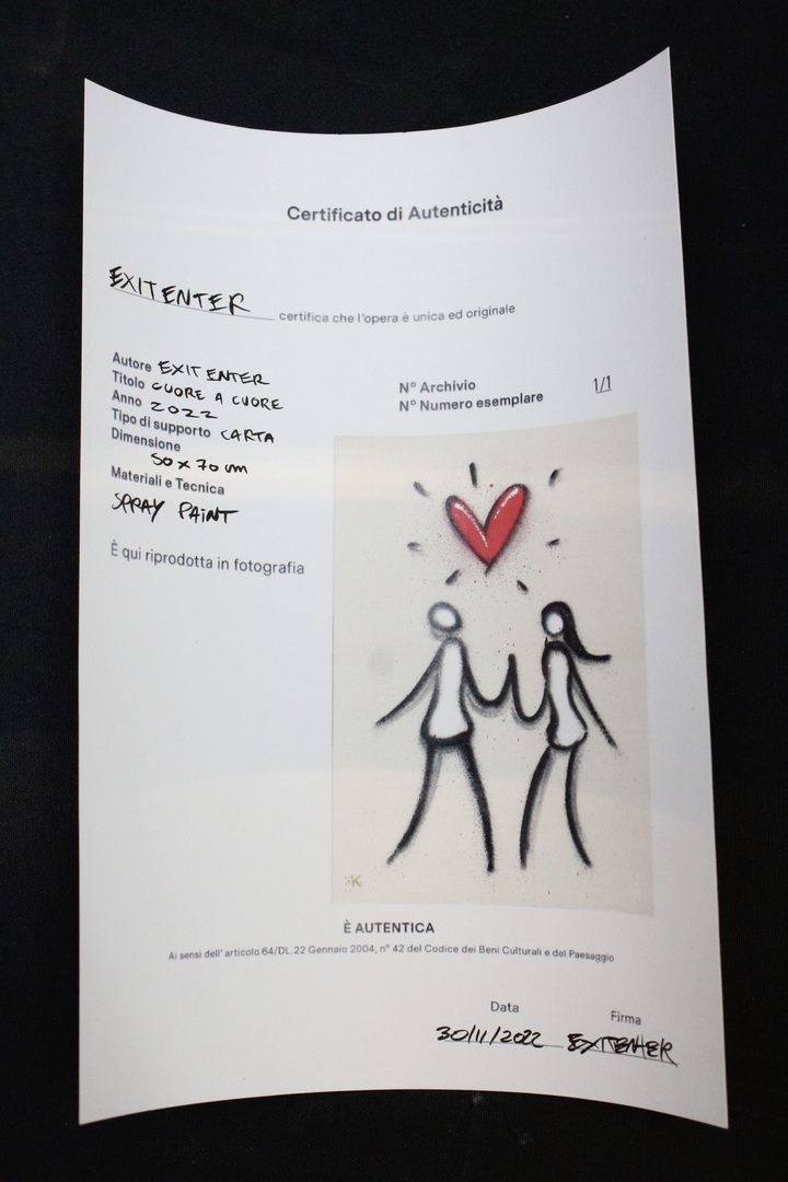 Exitenter Coure A Cuore 2022 Bild Druck Kunstwerk Wandbild Street Art 75 Cm  B-Ware