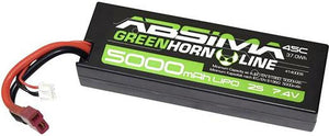 Batterie Absima pour modélisme (LiPo) 7,4 V 5000 mAh 45 C, boîtier rigide, système de connecteur en T