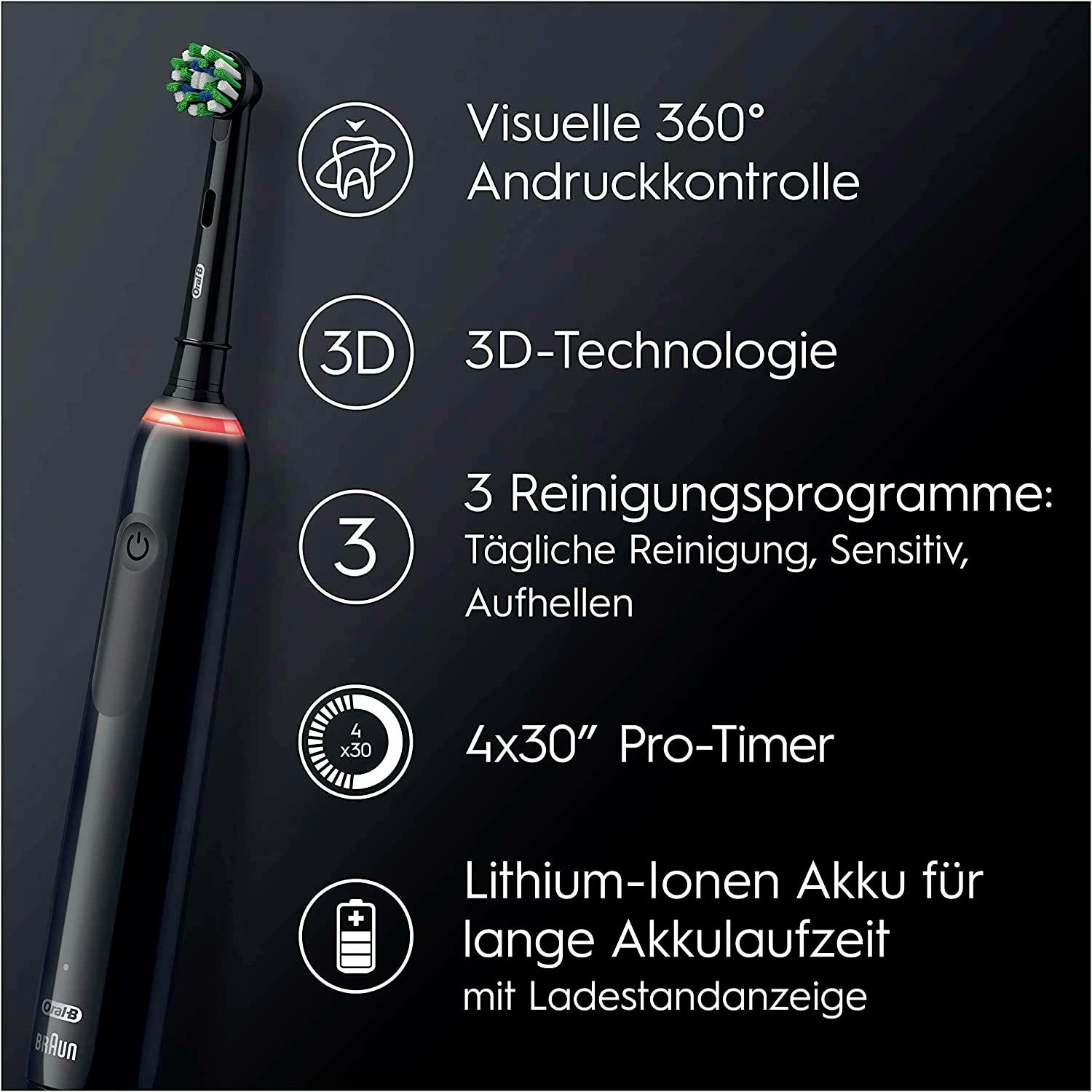 B-Ware Oral B Pro3 Elektrische Zahnbürste Schallzahnbürste Zahn Bürste Schwarz Rose