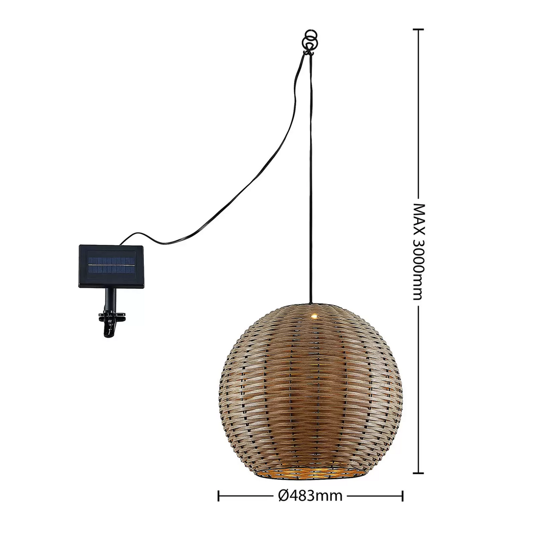 Lindby Catrica LED-Solar-Pendellampe Rattanoptik Lampe Leuchte Deckenlampe Spot