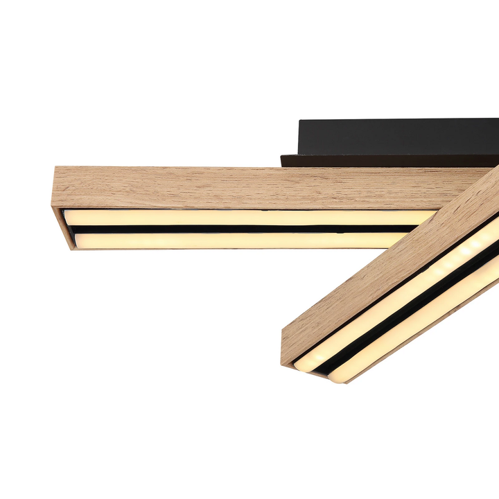 Globo LED-Deckenlampe Doro Länge 51,5 cm eiche Holz Deckenleuchte Lampe Leuchte