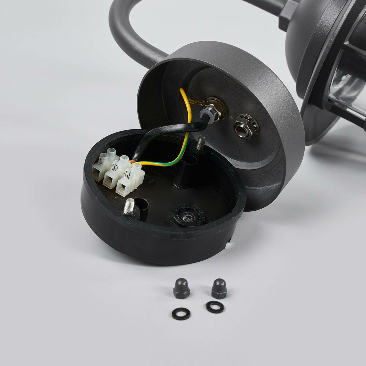 B-Ware Lindby Außen Wandleuchte Naila Wandleuchte Außenlampe Lampe Leuchte E27 Dunkelgra