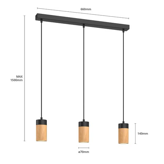 Envostar Plain Hängeleuchte 3fl linear Hängeleuchte Pendelleuchte Deckenlampe GU